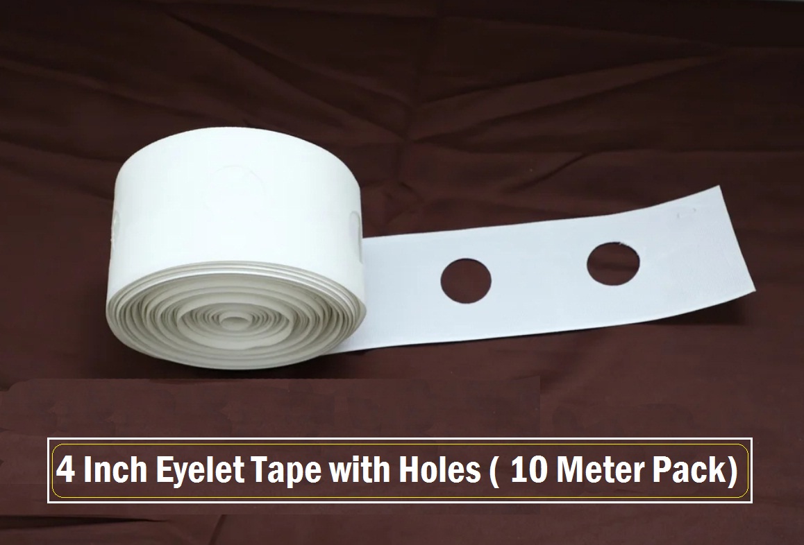 Heavy White Fabric Curtain Tape 4 inch Width with Holes (46x8) 